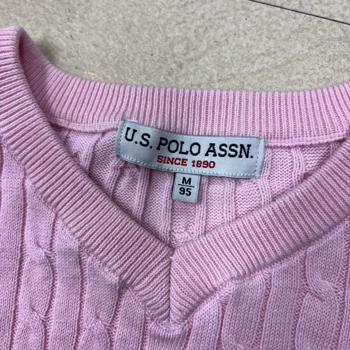 Us polo assn 케이블 핑크 니트 상품이미지3