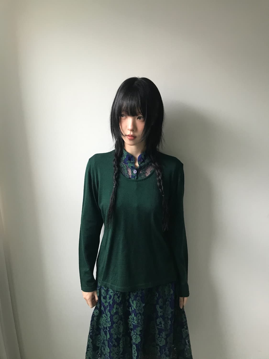 U neck knit(bluish green) 상품이미지2