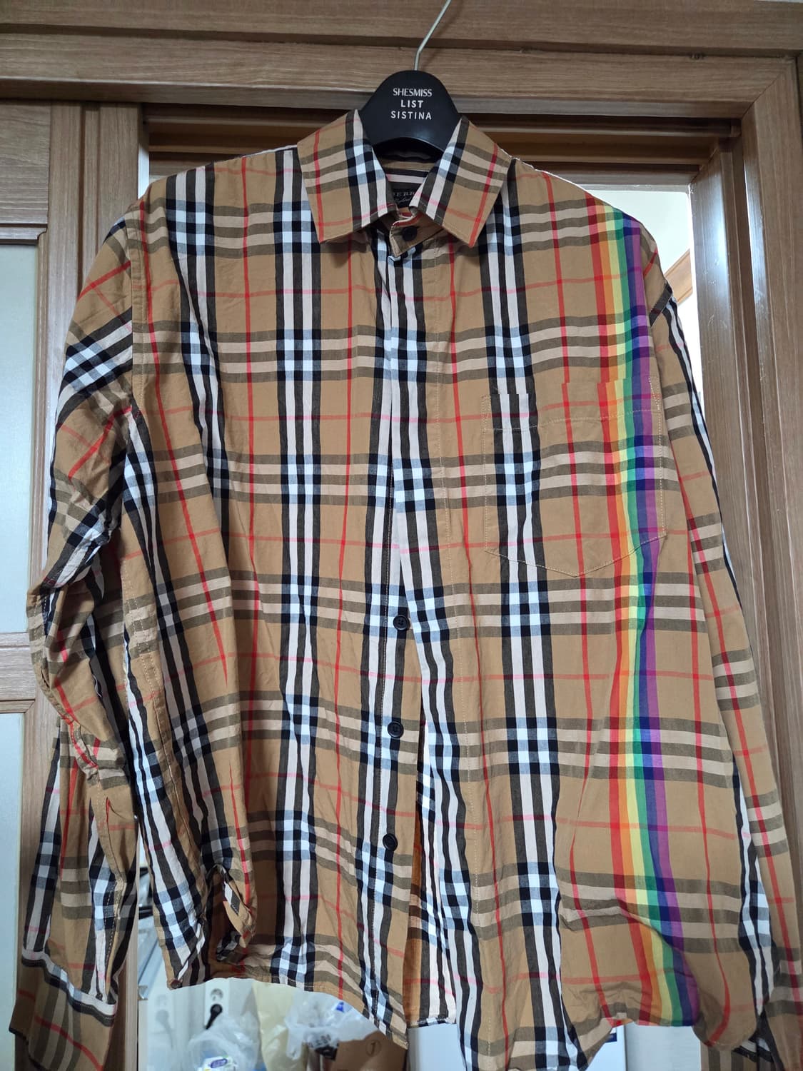 버버리 체크 셔츠 레인보우 포인트 상품이미지1