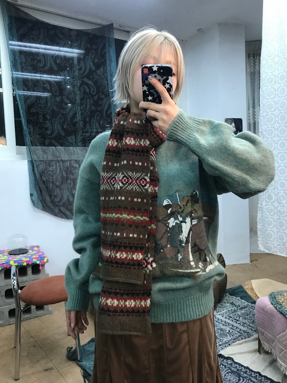 베네통 에스닉 니트 머플러 목도리  상품이미지2