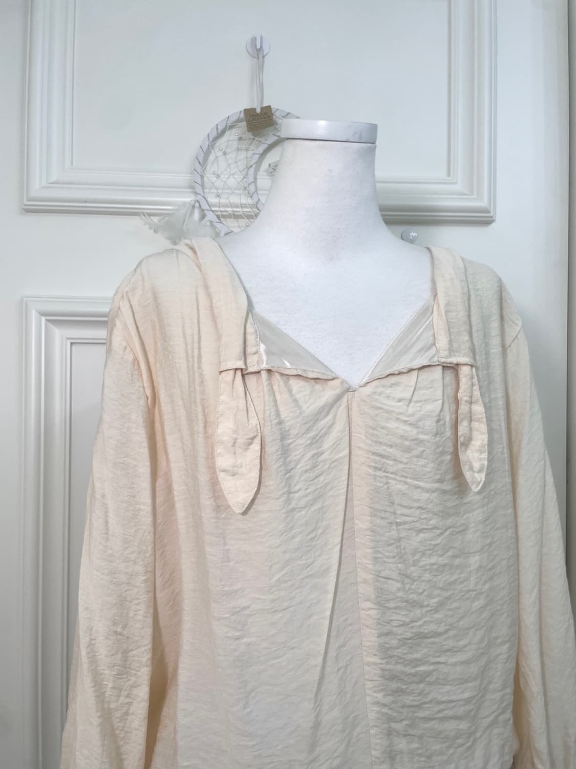 SM2 sheer coral v-neck pleats mori blous 상품이미지5