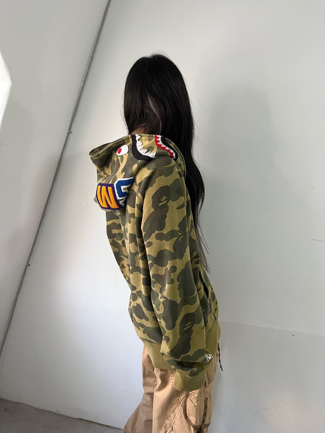 베이프 녹계 카모 샤크 후드집업 상품이미지8