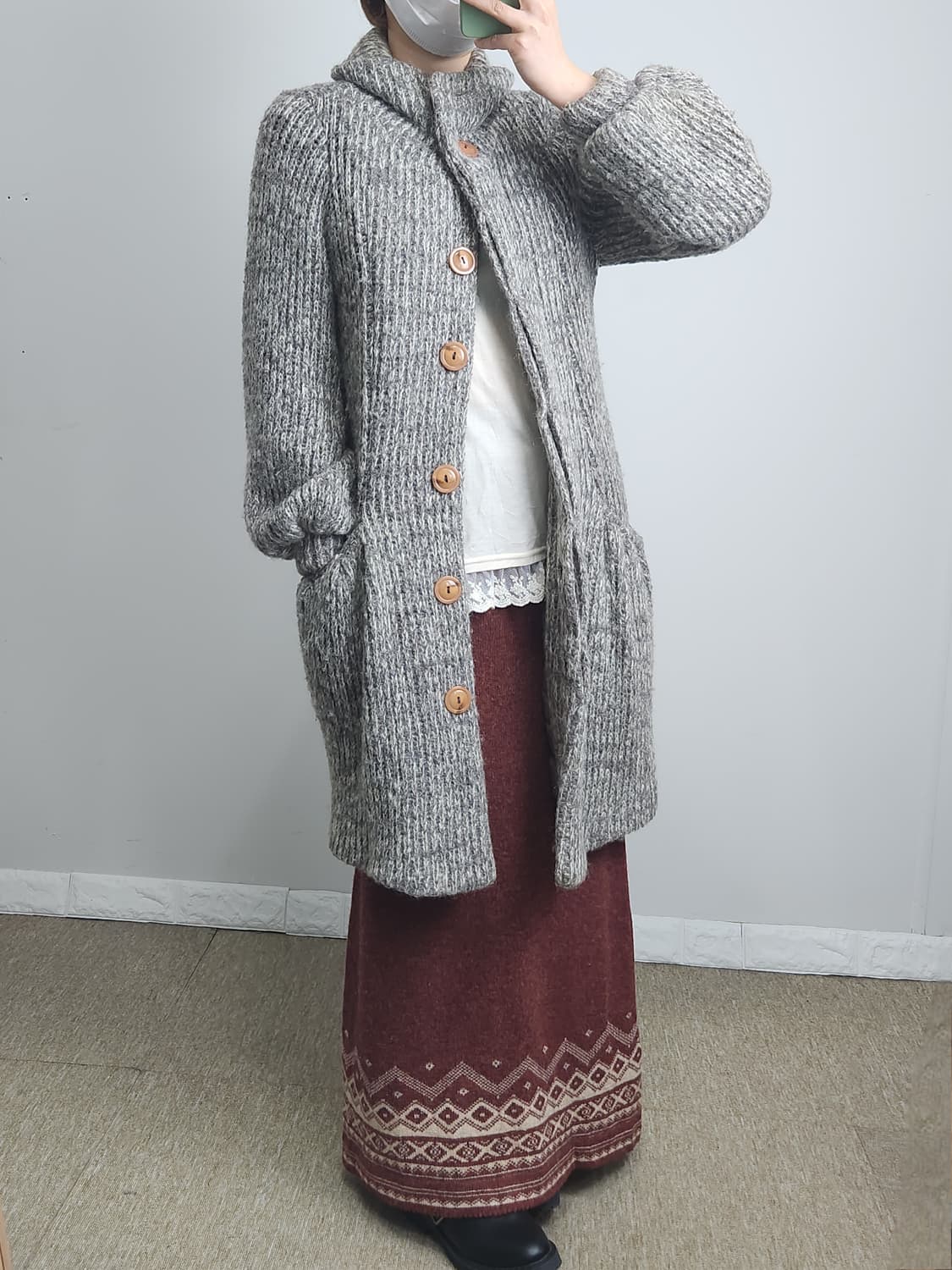 (사만사모스)에스닉 니트 롱스커트 상품이미지3