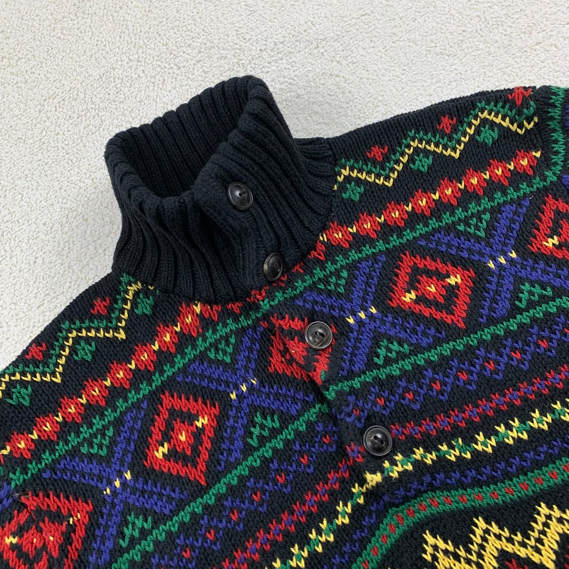 폴로 랄프로렌 에스닉 패턴 모크넥 니트 블랙 상품이미지3