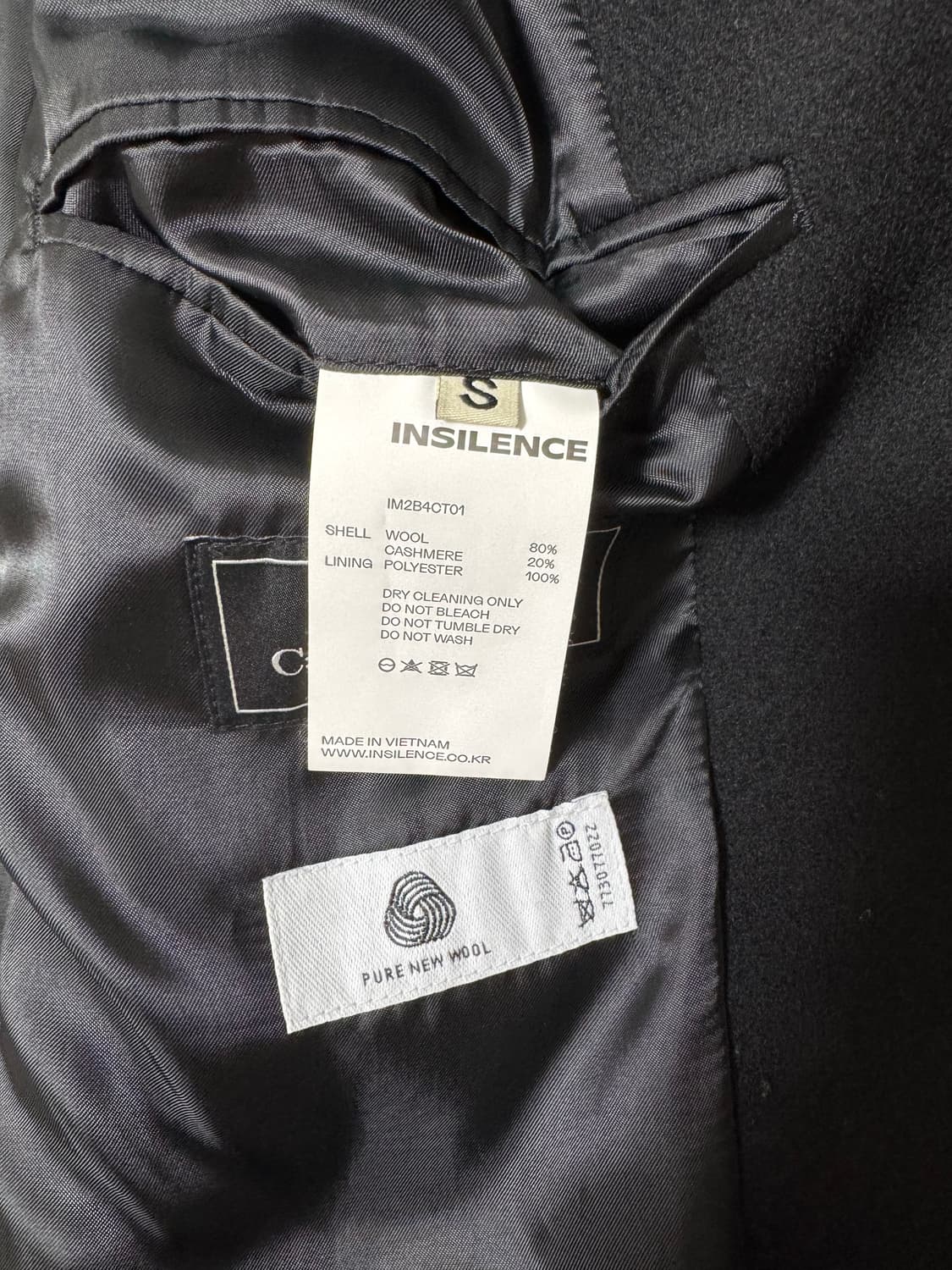인사일런스 솔리스트 캐시미어 코트 BLACK/S 상품이미지5