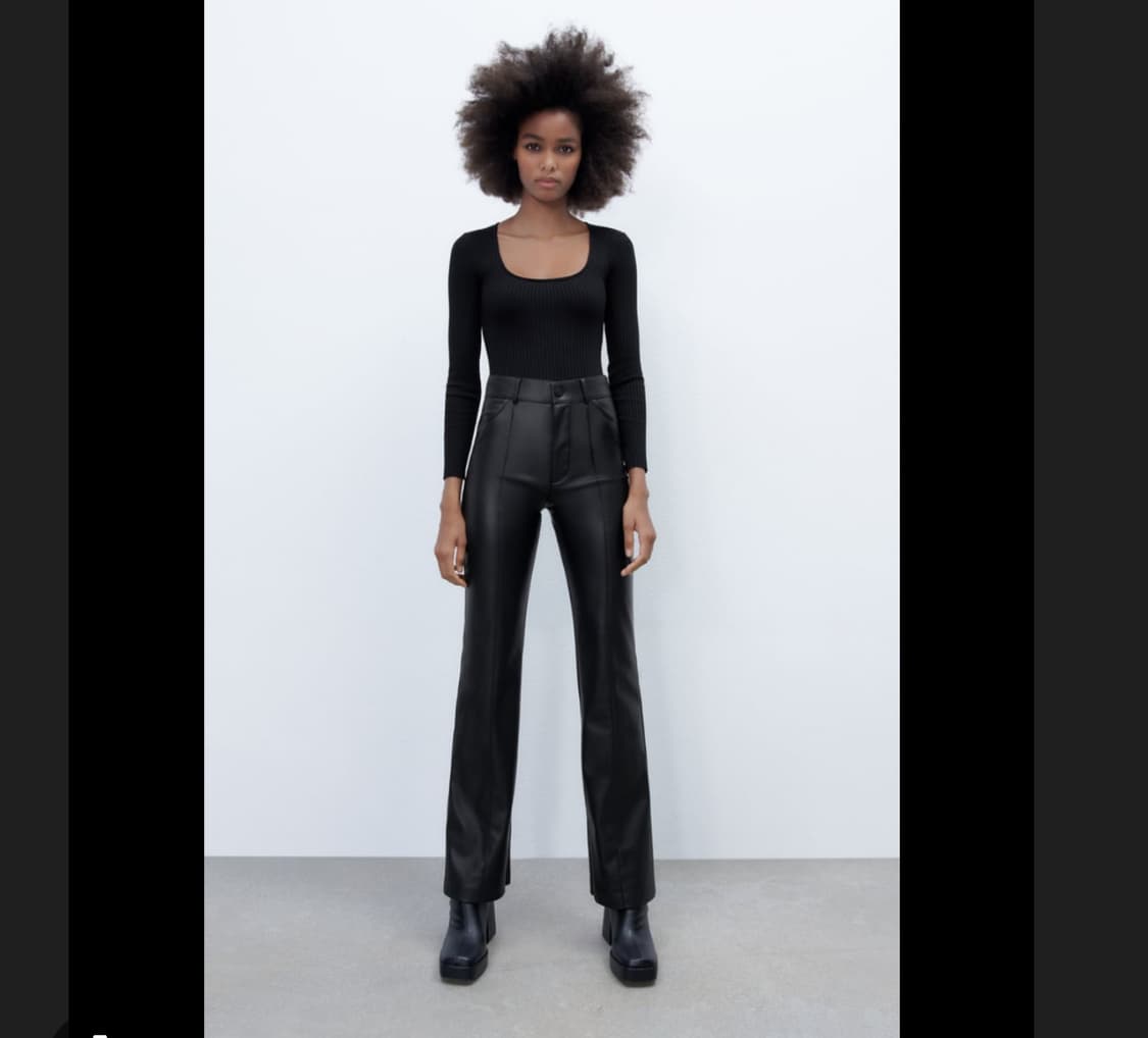 XS) ZARA 자라 에코 레더 부츠컷 팬츠 바지 상품이미지1