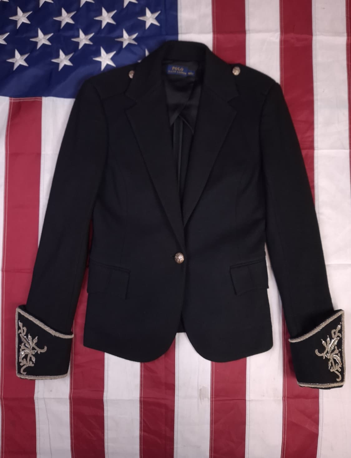 새제품 오리지날 우먼용 폴로 랄프로렌 나폴레옹 견장 자수 블레이저 상품이미지1