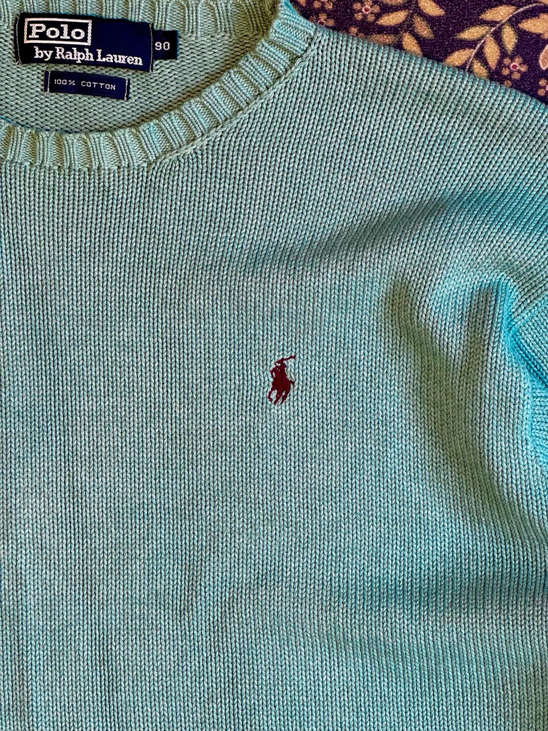 90s 빈티지 폴로 코튼 니트 틸블루 상품이미지3
