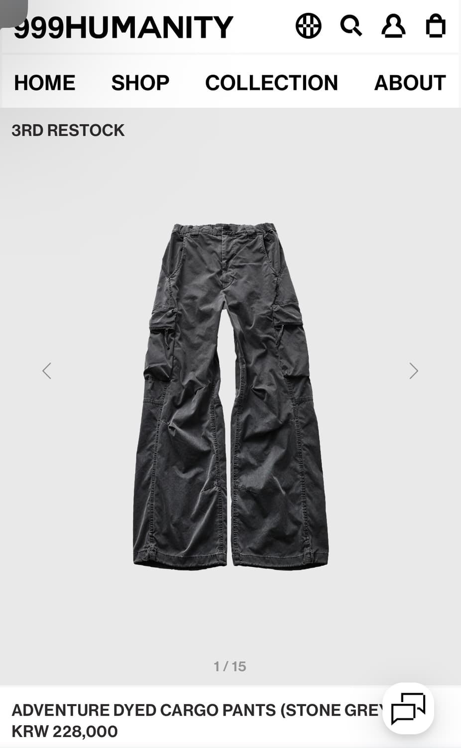 ADVENTURE DYED CARGO PANTS (STONE GREY) 상품이미지1