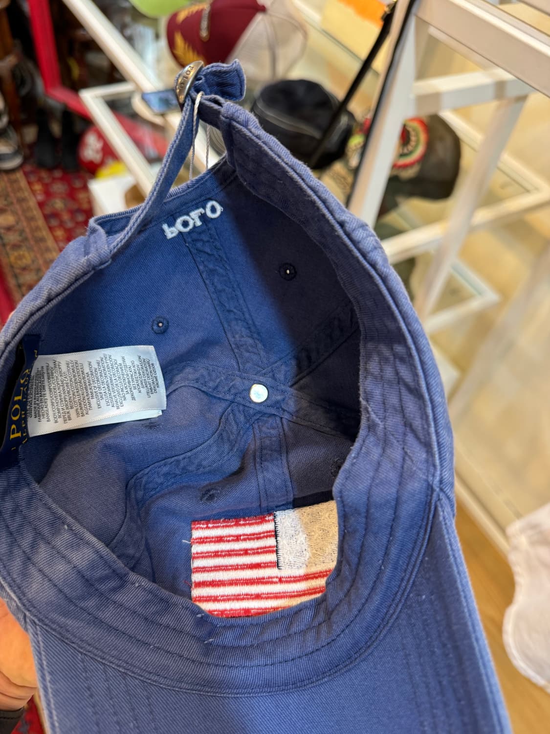 폴로 랄프로렌 USA 플래그 스포츠 치노 6패널 볼캡 네이비 상품이미지6