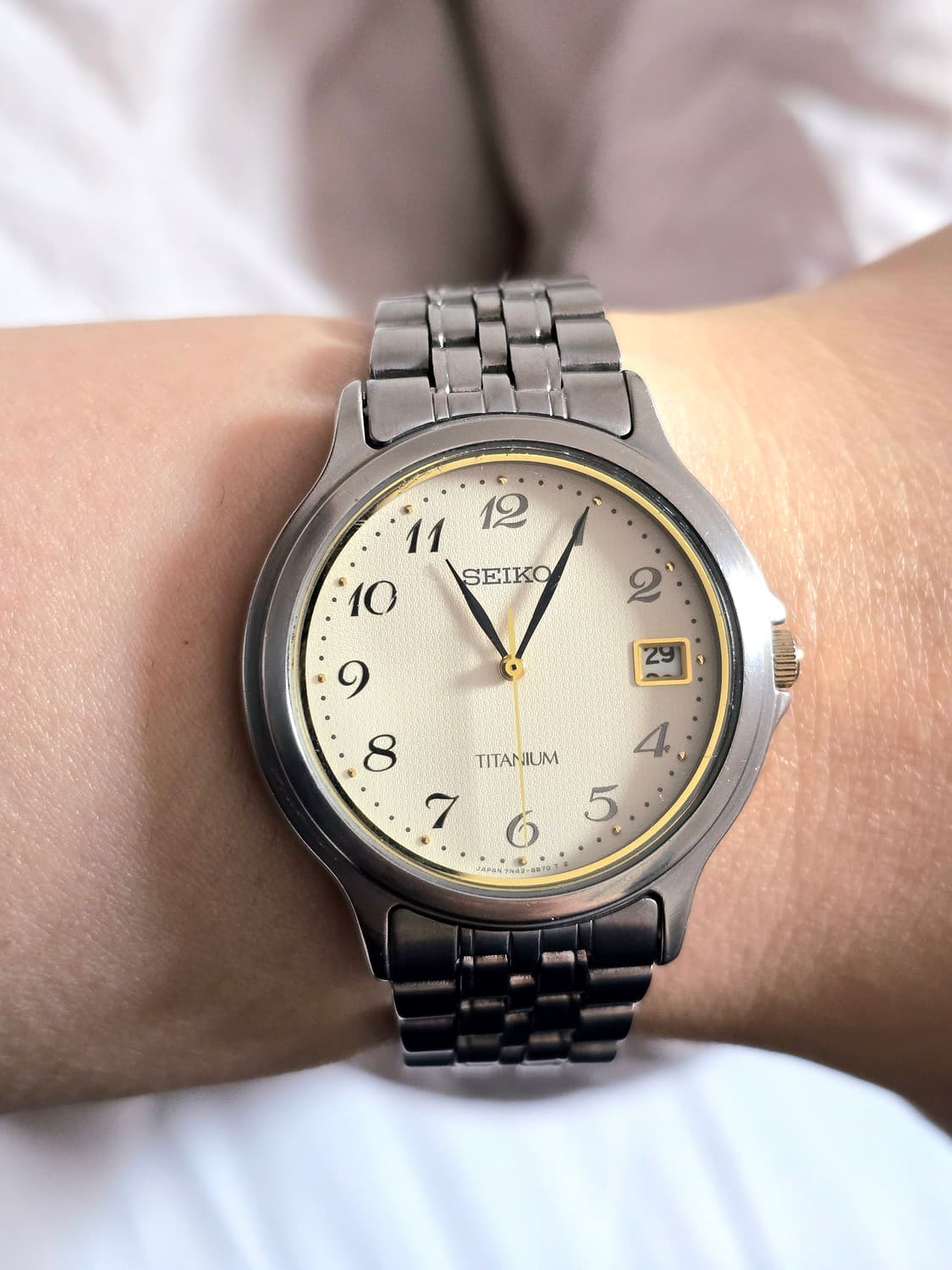 세이코 90's 7N42-8A60 티타늄 크림다이얼 브레게 인덱스 상품이미지1