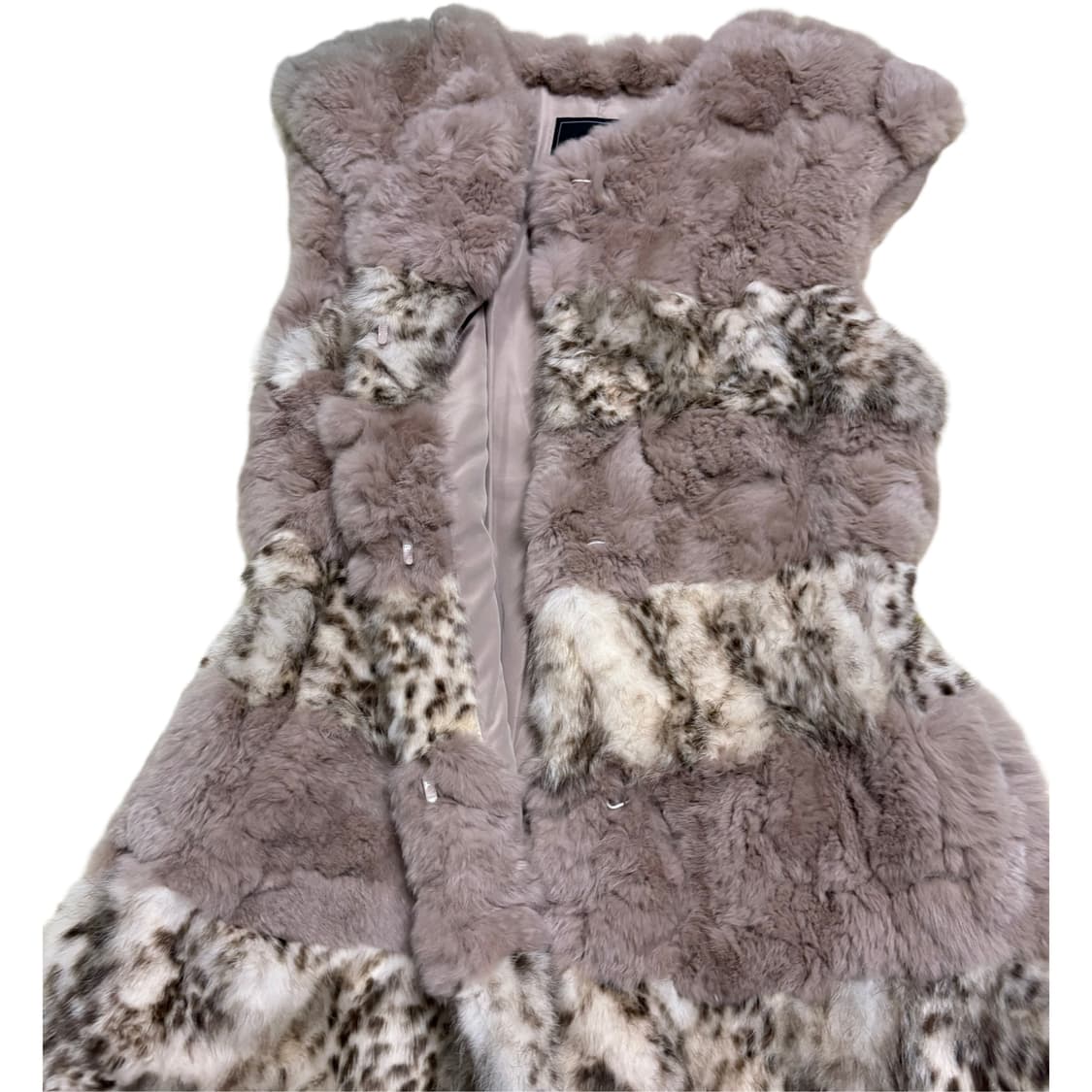 빈티지 핑크베이지 레오파드 퍼 조끼 베스트 상품이미지4