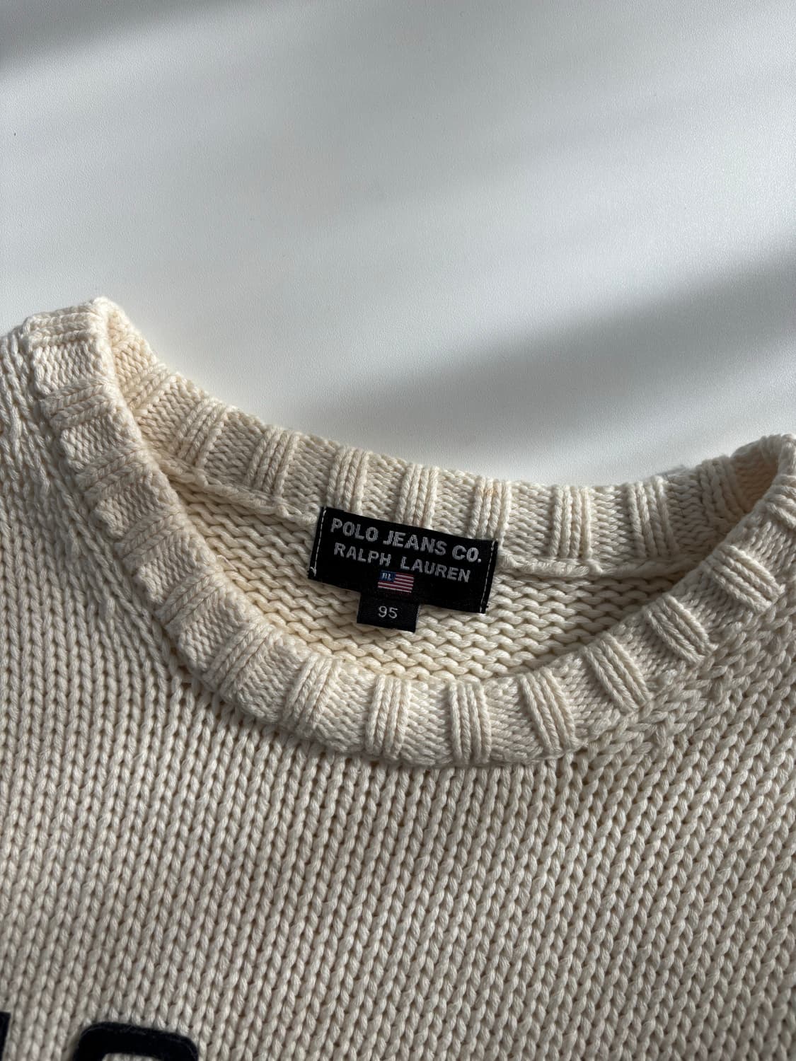 폴로 진스 아치로고 아이보리 오버사이즈 니트 상품이미지7