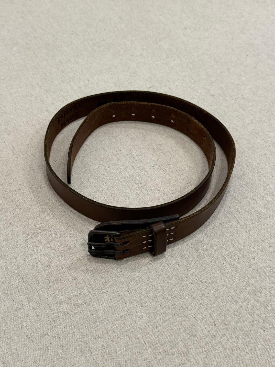 캐피탈 더블홀 브라운 레더 벨트 상품이미지3