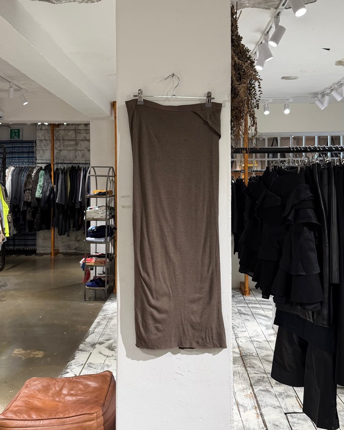 릭오웬스 브라운 15ss 니트 컷아웃 펜슬스커트 상품이미지4