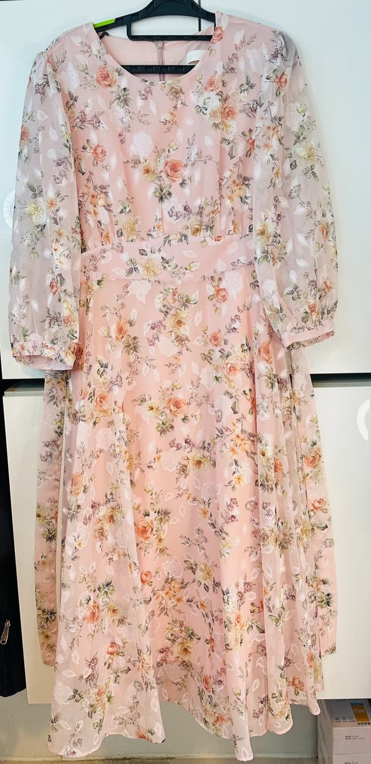 핑크 플라워 쉬폰 롱 원피스 상품이미지1
