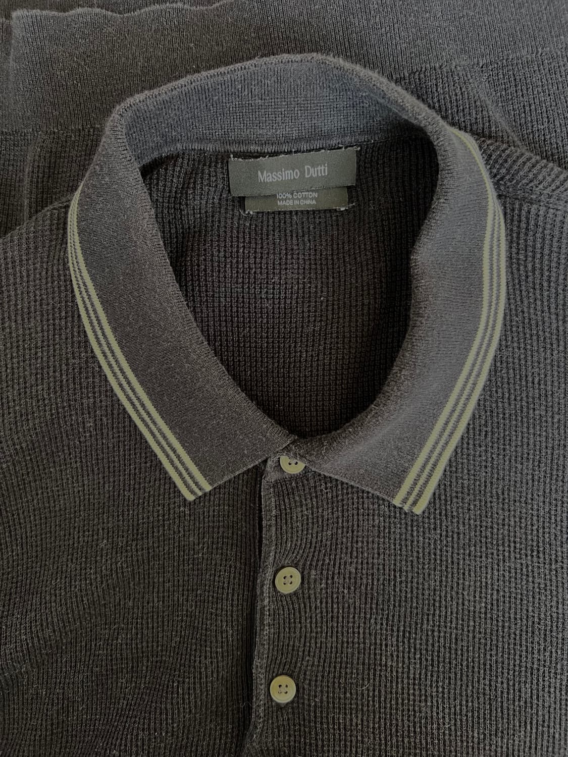 마시모뚜띠 남성 네이비 와플티셔츠 카라반팔티셔츠 상품이미지5