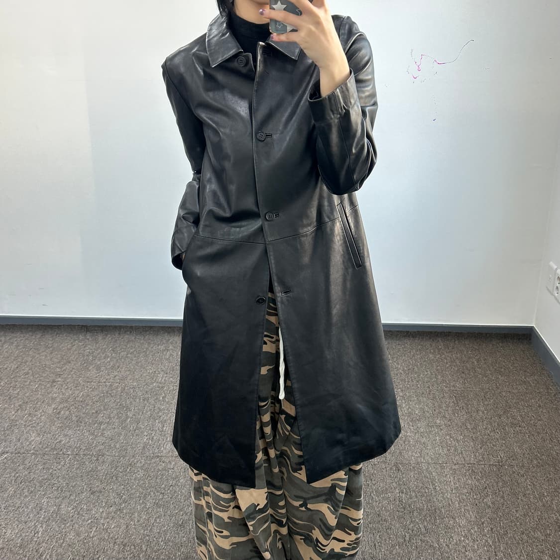 Vintage 일제 양가죽 롱 레더코트 상품이미지2