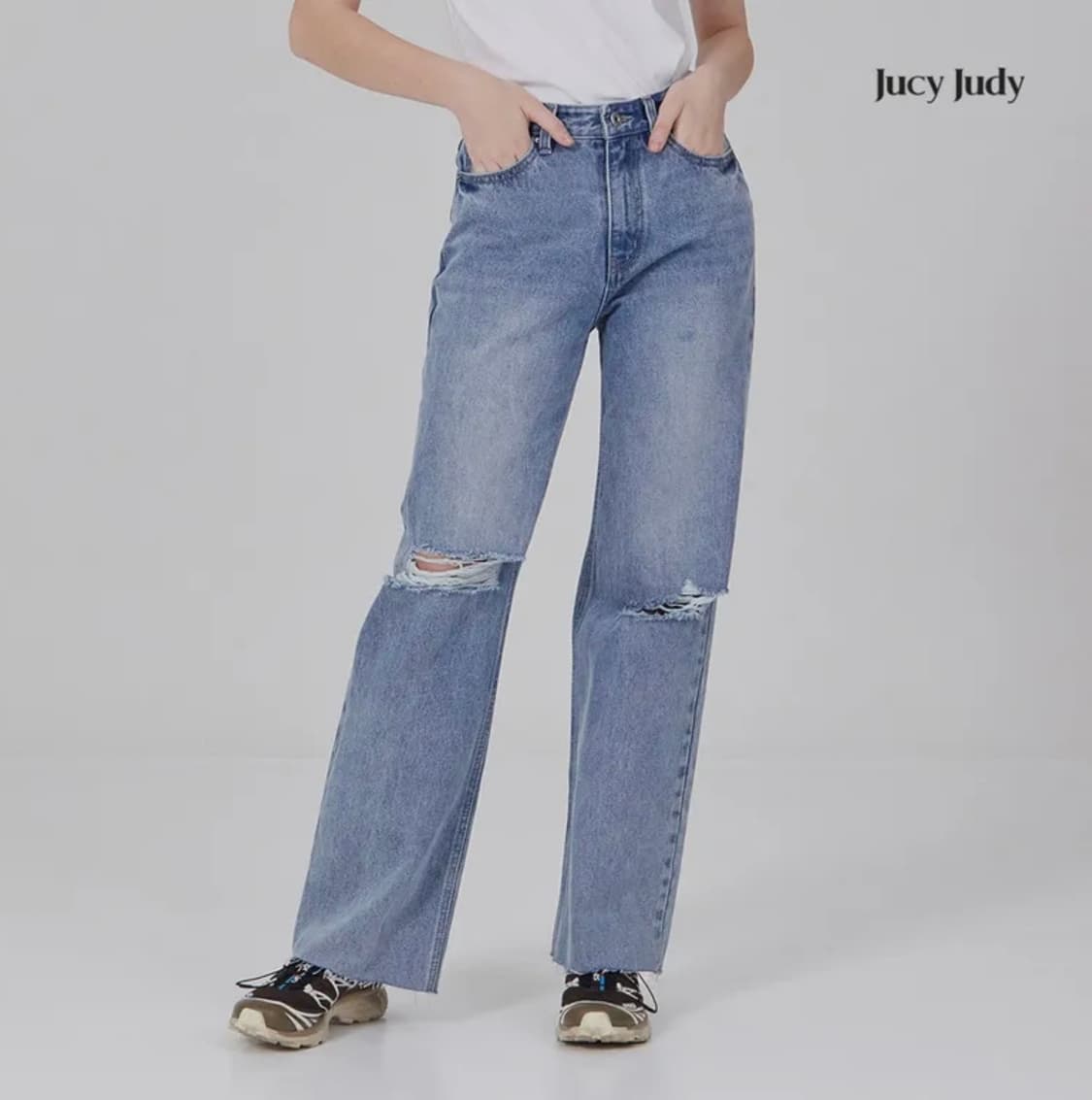 [26]쥬시쥬디 데미지 스트레이트 데님 팬츠/인디고 상품이미지2