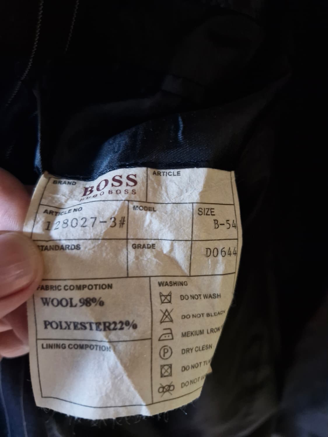 휴고보스 스트라이프 정장 상의 블랙 (105정도) 상품이미지4