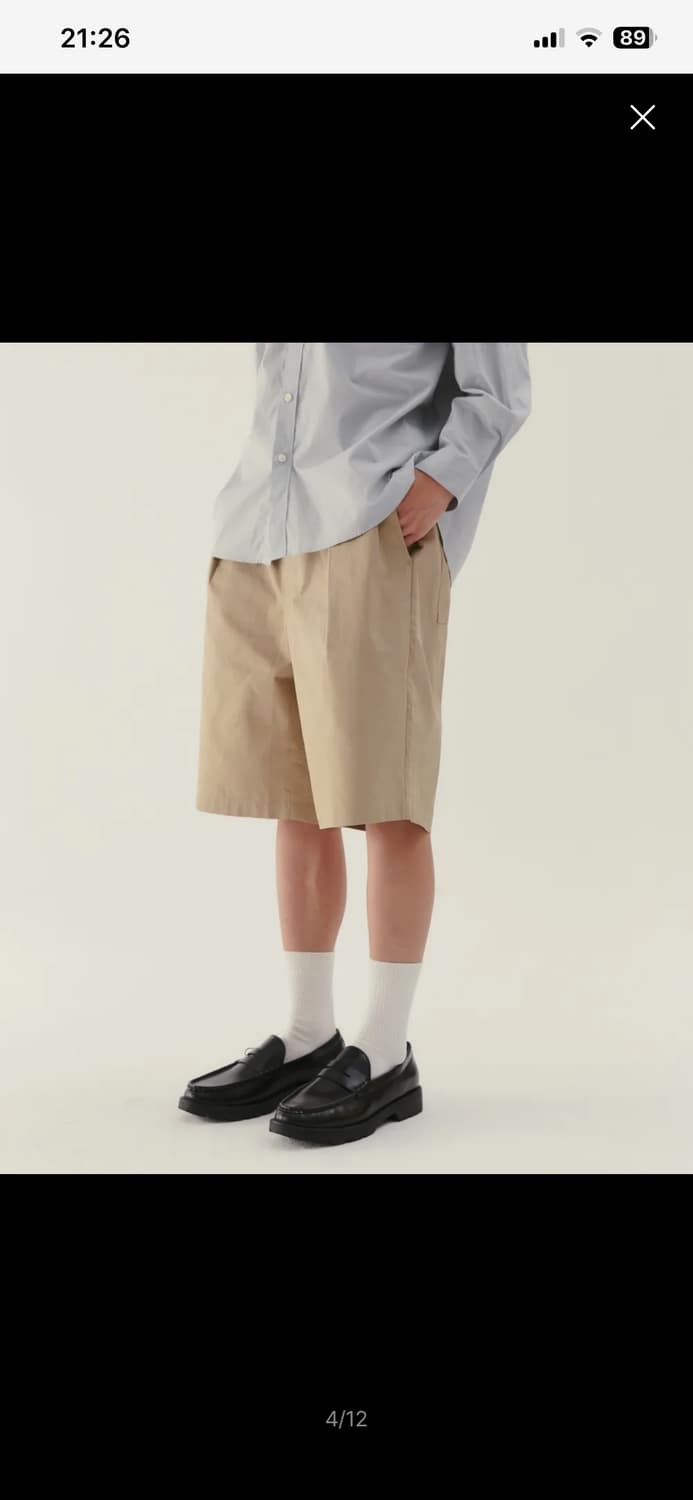 노드아카이브 (새상품) 와이드 테이퍼드 밴딩 버뮤다 팬츠 (라이트 카키) 상품이미지1