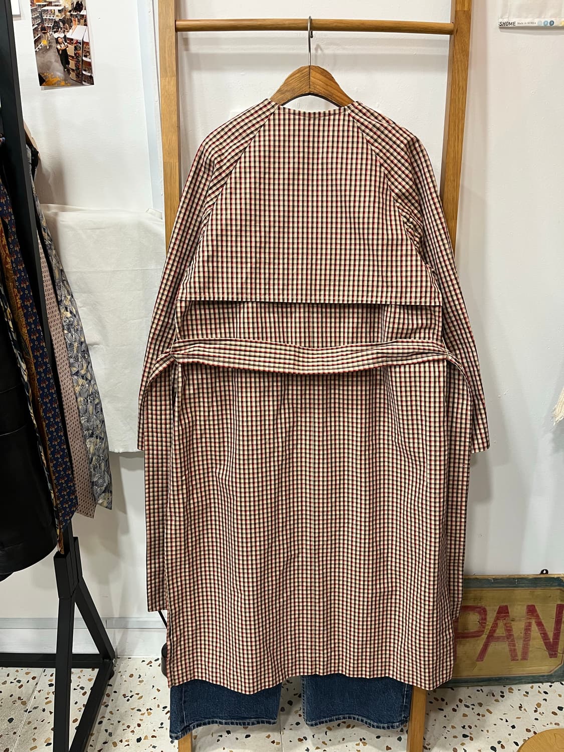 잇미샤 체크 노카라 벨티드 코트 상품이미지3