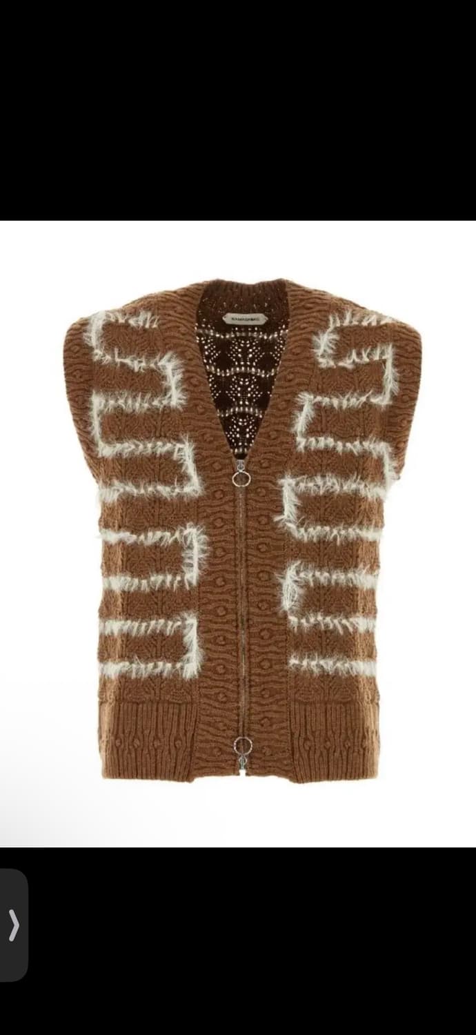 나마체코 슬리브리스 니트 베스트 M브라운 상품이미지1