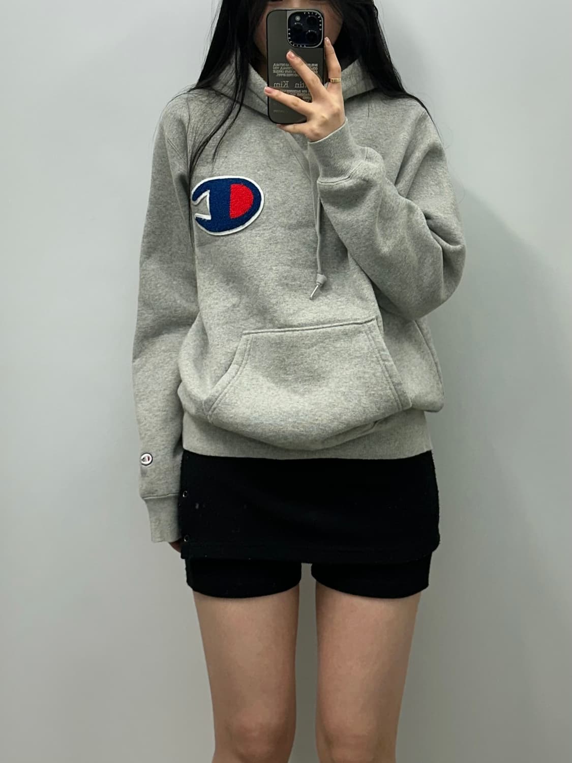 챔피온 덤블로고 그레이 후드티 상품이미지1