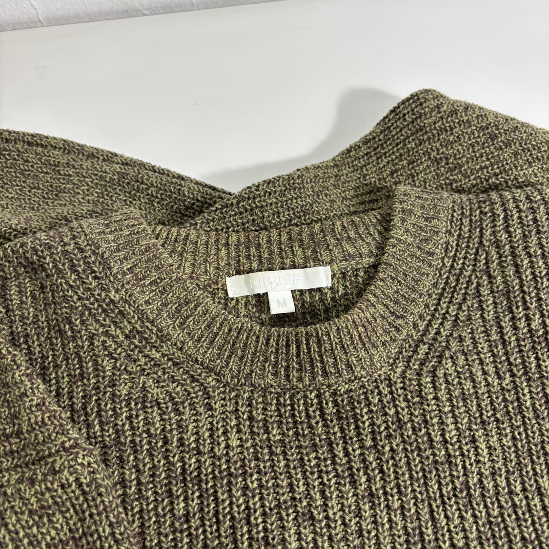 M 100 키뮤어 카키그린 루즈오버핏 라운드 면니트 상품이미지4