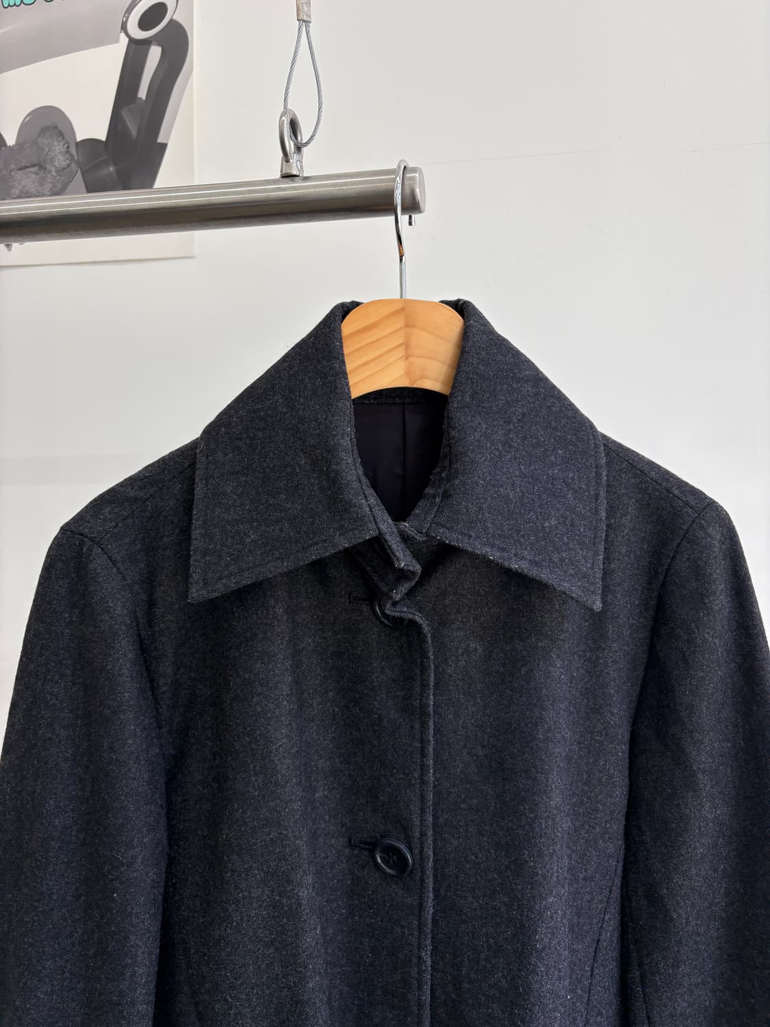 Y'S BIS (Made in Japan) 차콜 울 코트  상품이미지2