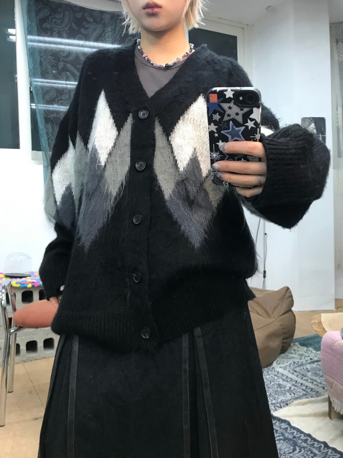 RAW STUDIO 아가일 울 니트 가디건  상품이미지1