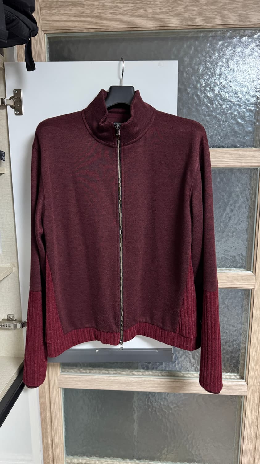 해칭룸 더블 슬리브 트랙 가디건 다크 레드 버건디 4사이즈 상품이미지2
