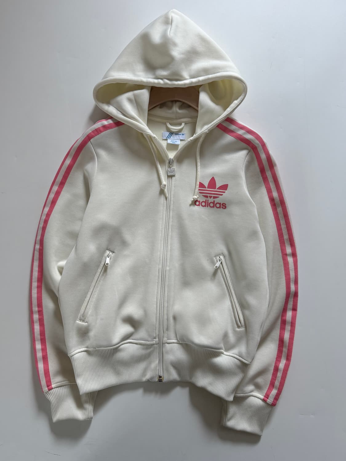 Adidas 아디다스 크림/베이비핑크 후드플락 트랙탑 상품이미지4