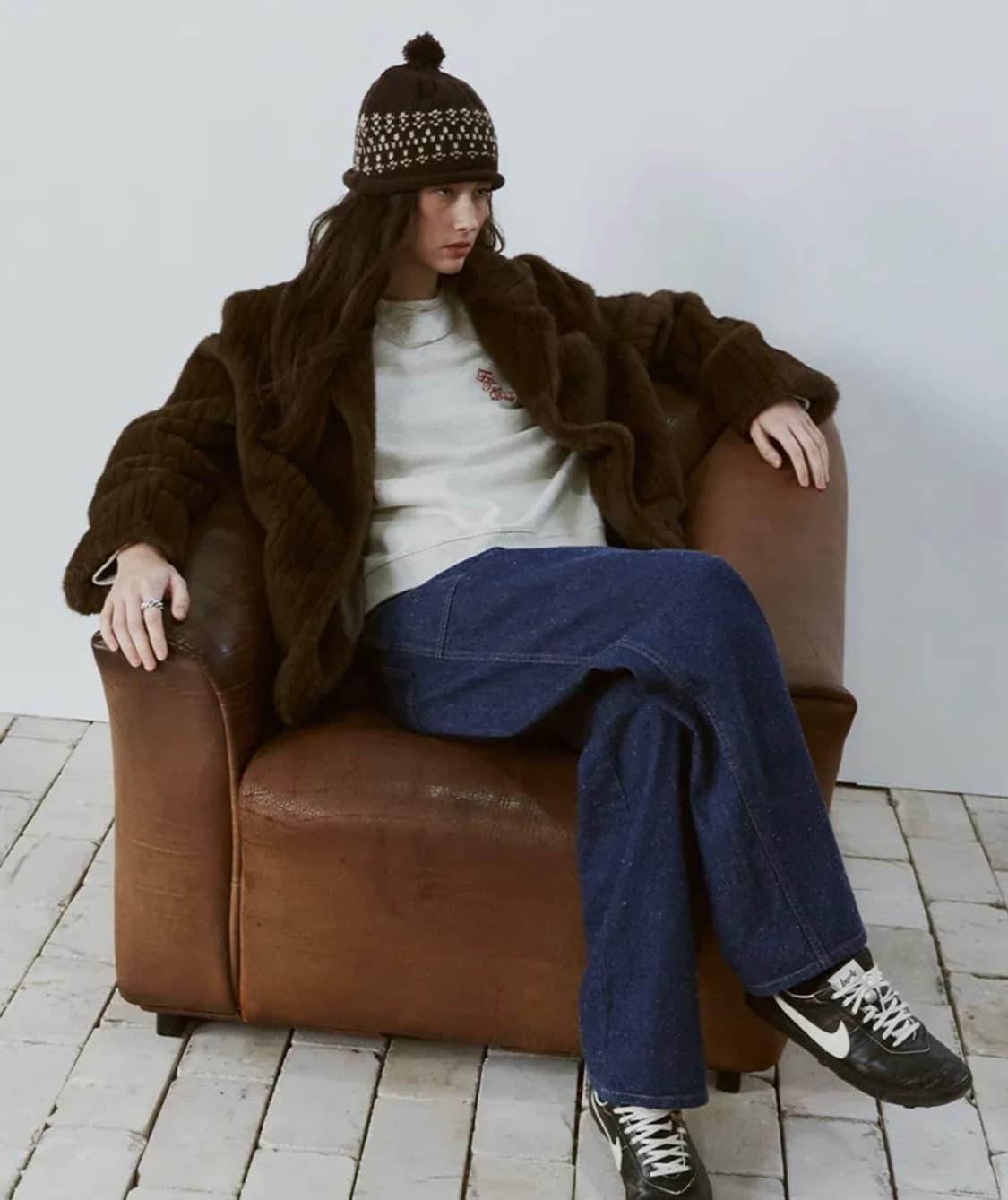 지나정 프리터 Fur Blazer Brown 상품이미지1