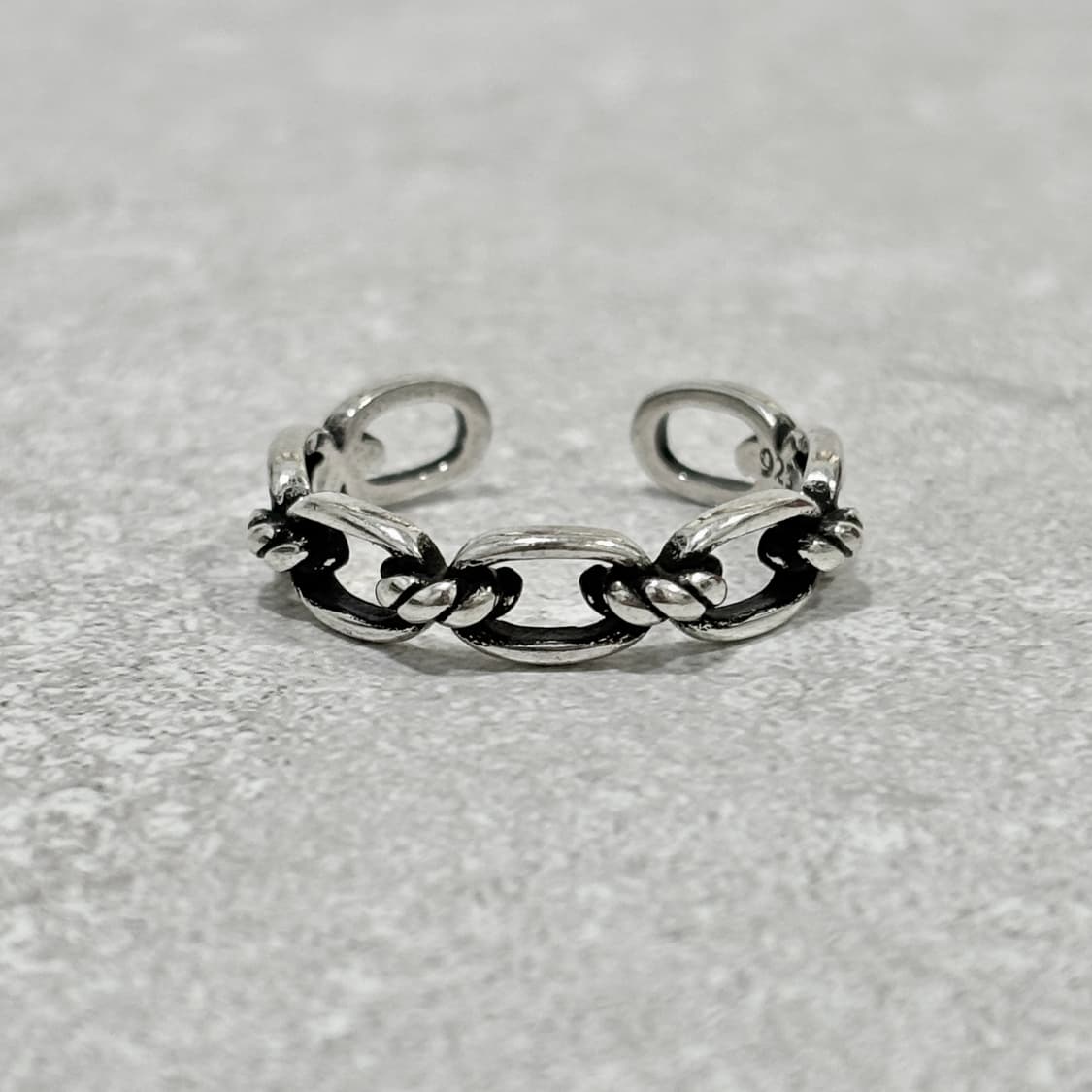 Oribell 오벌링 링크 925 스털링 실버 미니멀 오픈링 반지 상품이미지2