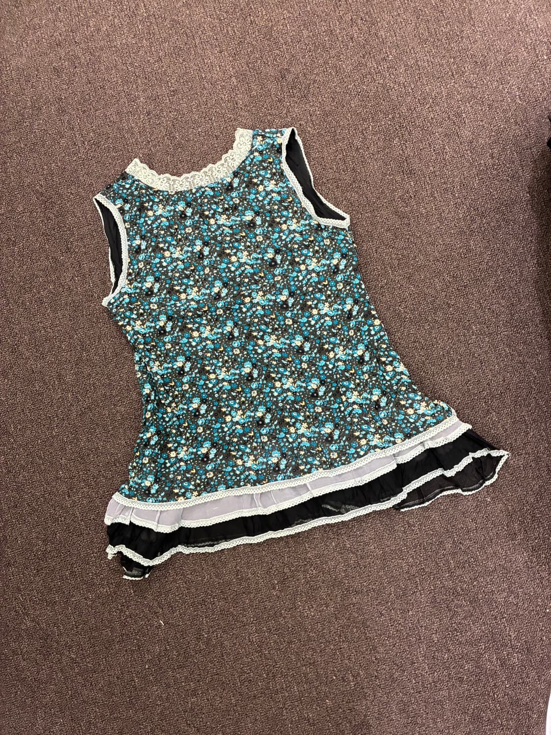 M)Japanese vintage 여성 꽃무늬 레이스 디테일 나시 상품이미지7