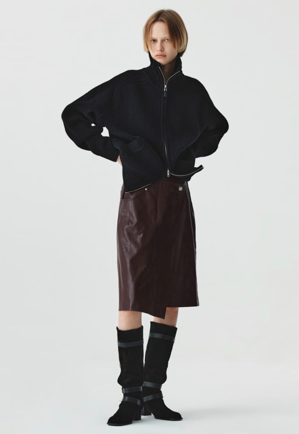 킴마틴 레더 랩 스커트 상품이미지1