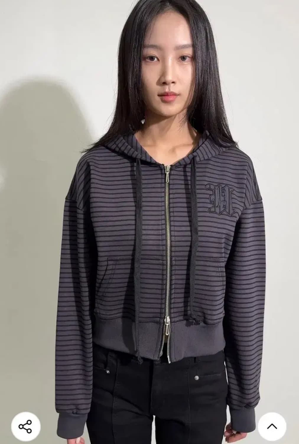 헬레네파리스 디보탠 로고 스트라이프 후드집업 딥퍼플 상품이미지1