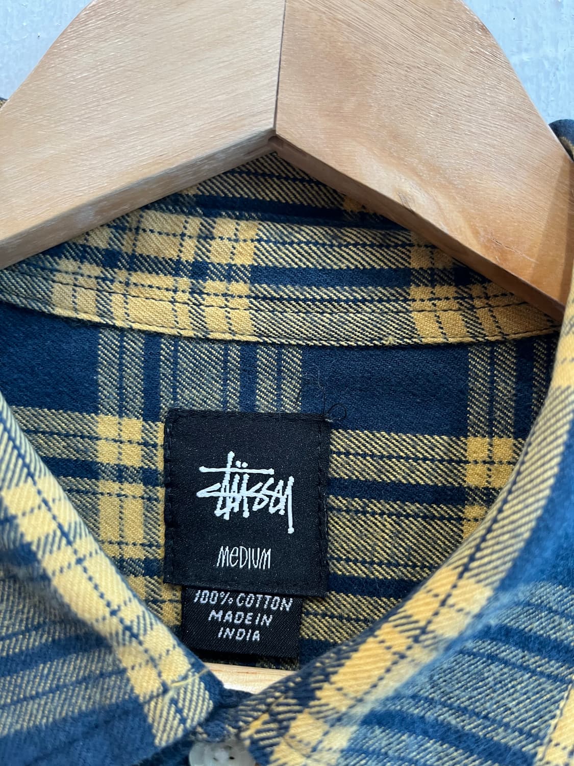 스투시 포켓 옐로우 플란넬 체크 셔츠 M 상품이미지5