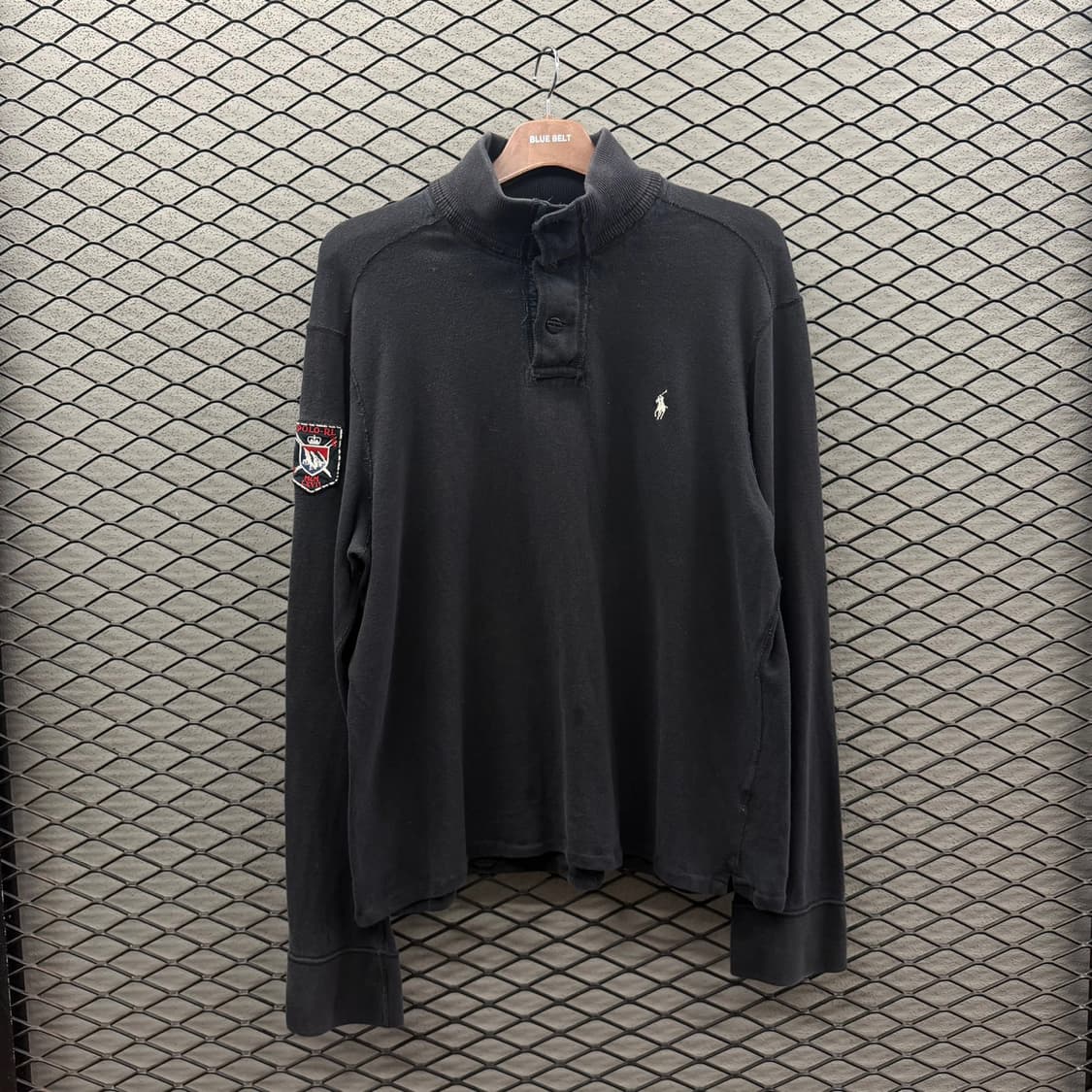 폴로 랄프로렌 코튼 모크넥 니트 포니자수 암패치 디테일 블랙 상품이미지2