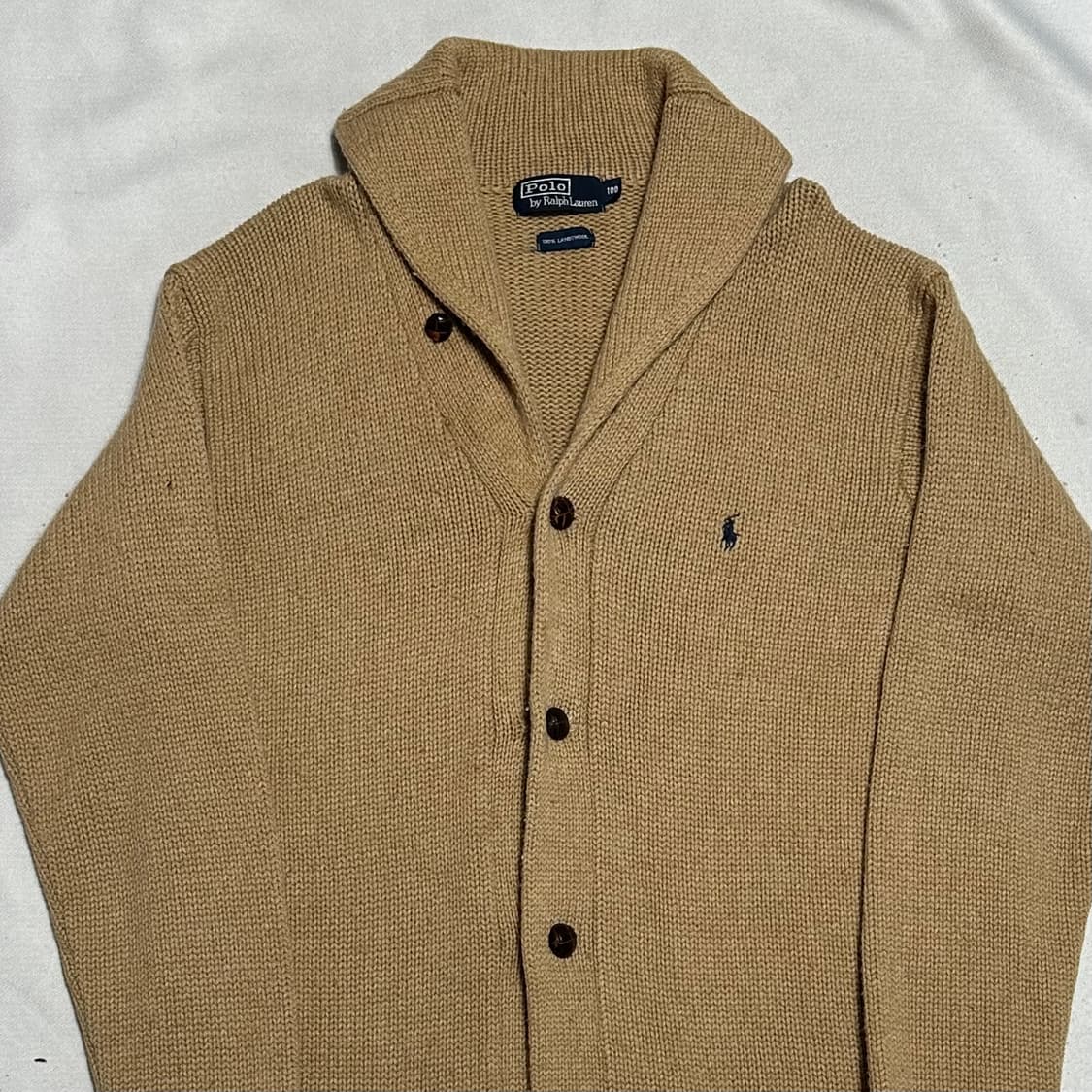 100 폴로랄프로렌 램스울 베이지 숄더넥 가디건 상품이미지1