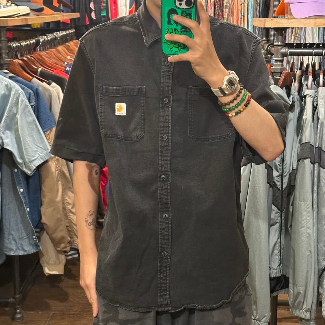 [HI] 칼하트 반팔 데님셔츠 블랙 상품이미지1