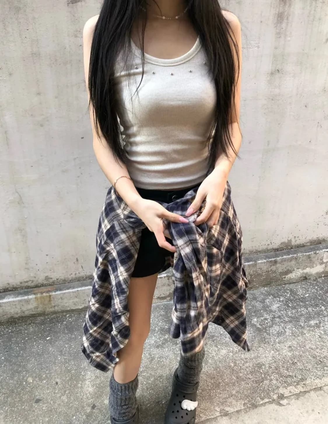 빈티지 스터드 골지 나시 오트밀 상품이미지3
