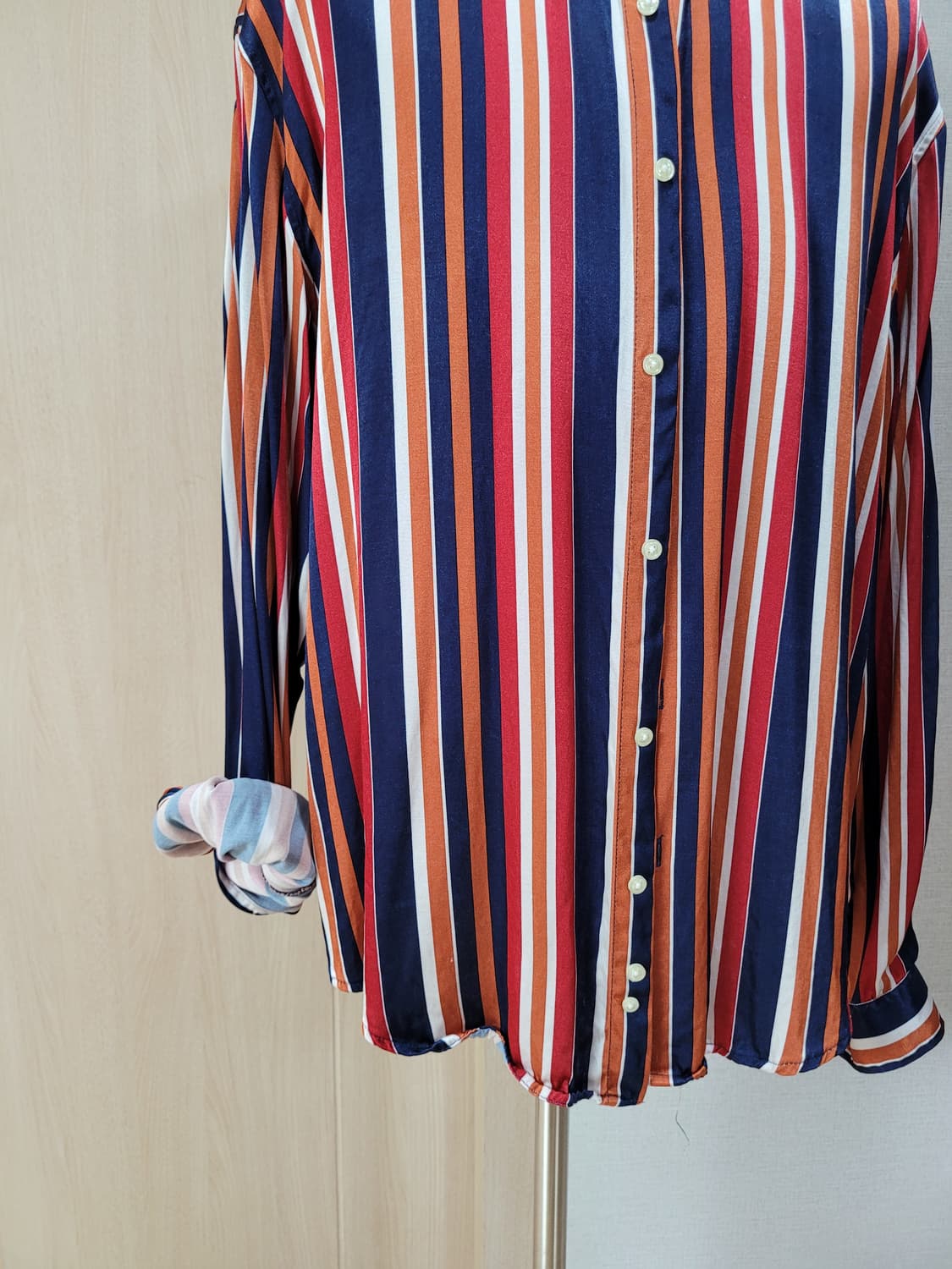 자라 ZARA 남자 스트라이프 셔츠 110 오렌지 상품이미지4