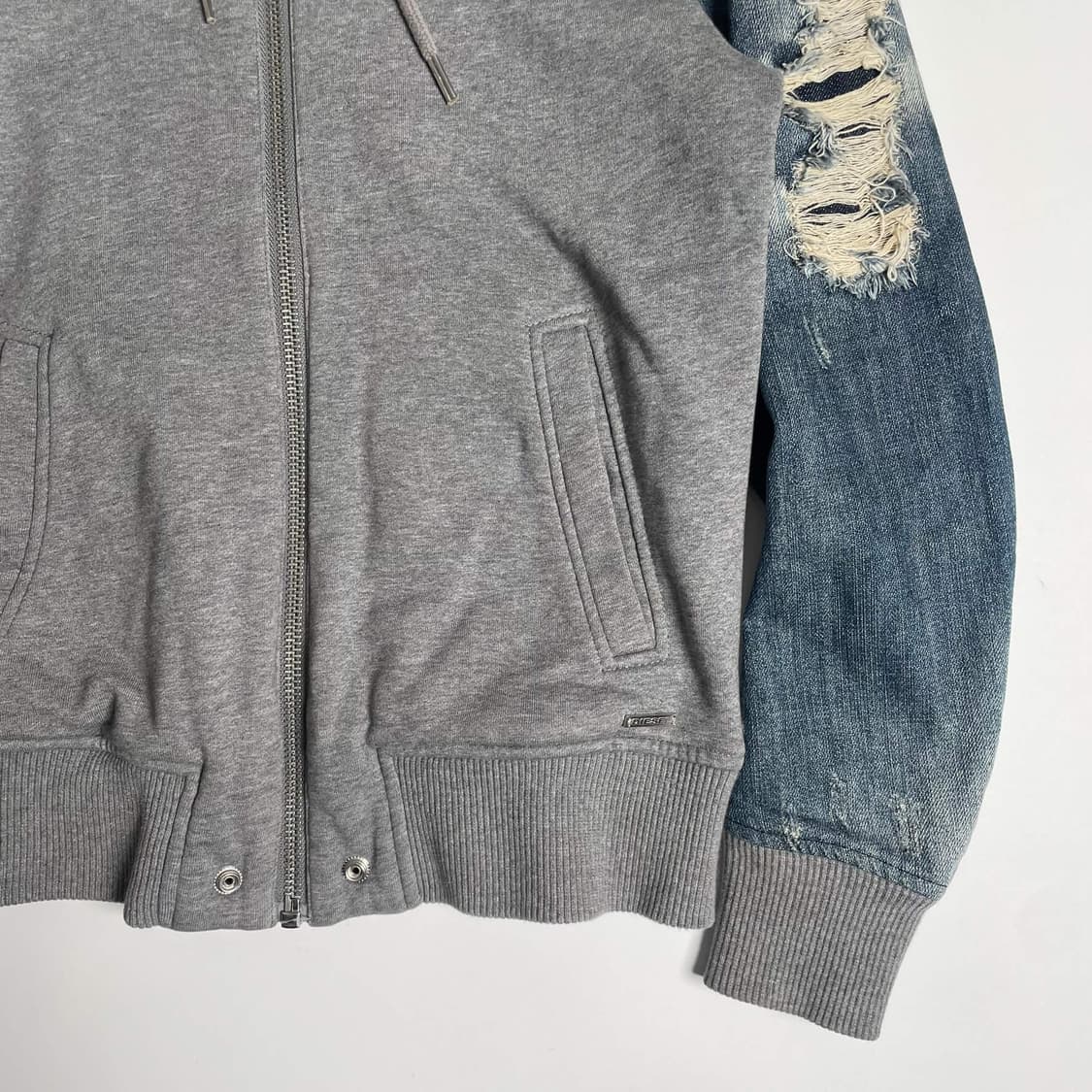 Diesel 데님 져지 레이어드 집업 후드 상품이미지5