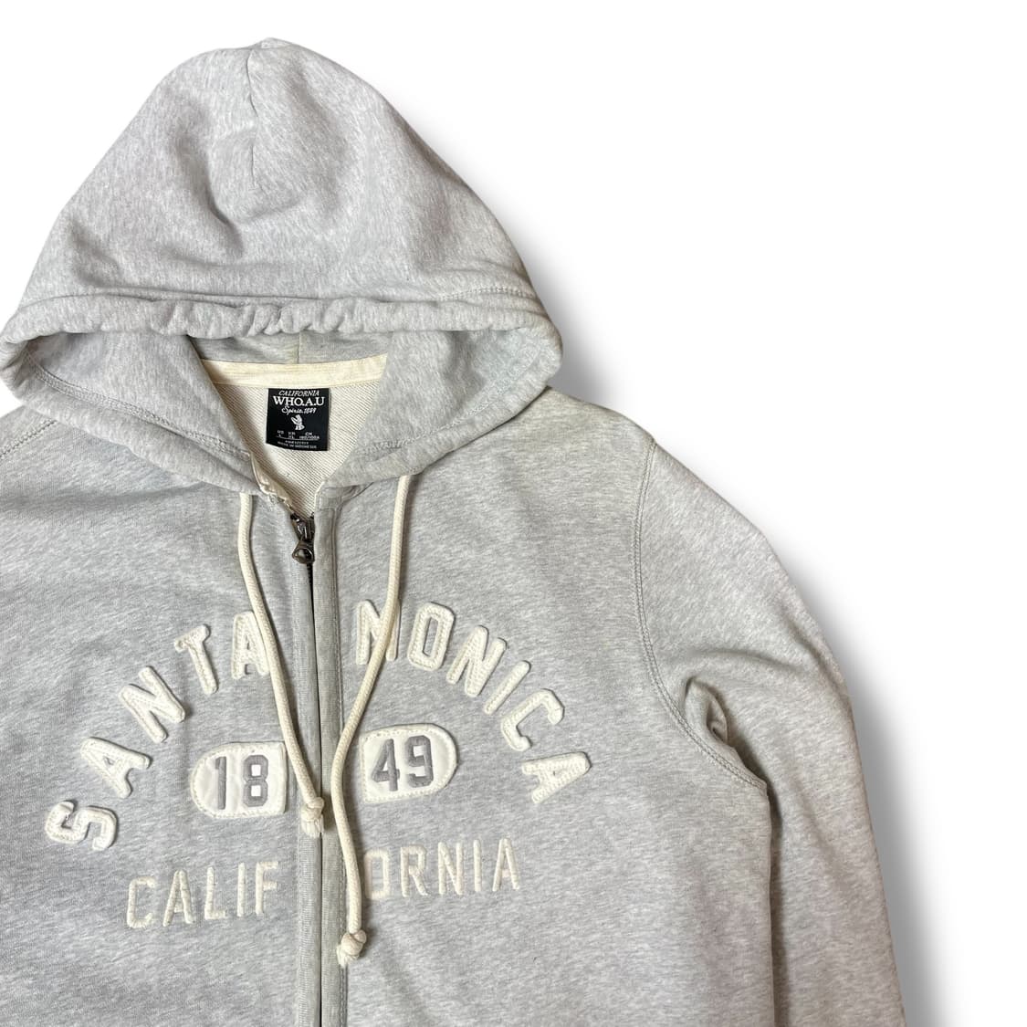 후아유 그레이 화이트 패치 후드집업 L 상품이미지3