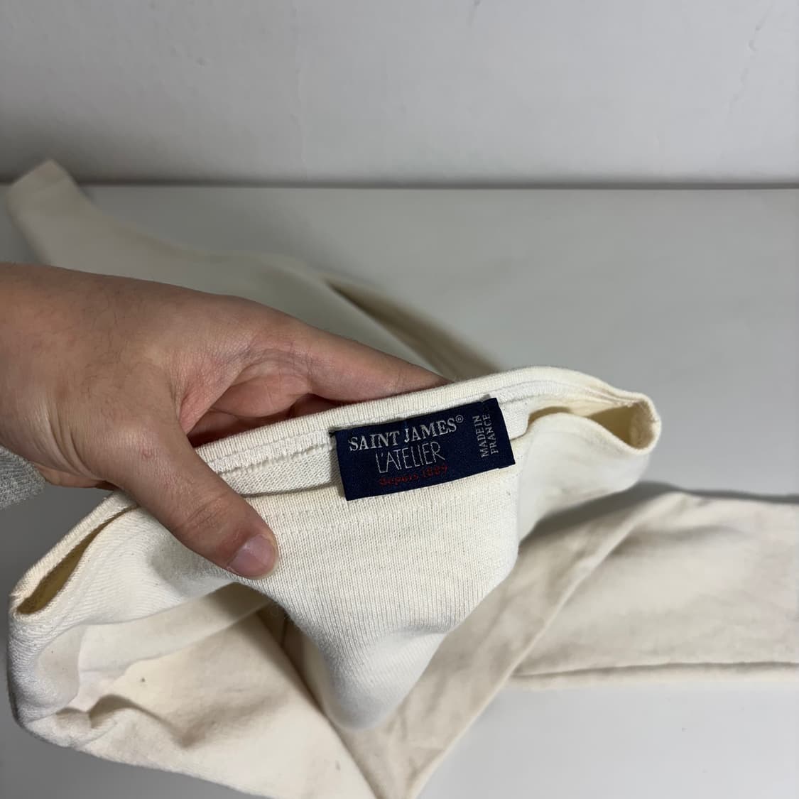 우먼M 세인트제임스 라이트아이보리 기본로고 코튼 슬리브긴팔티 상품이미지4