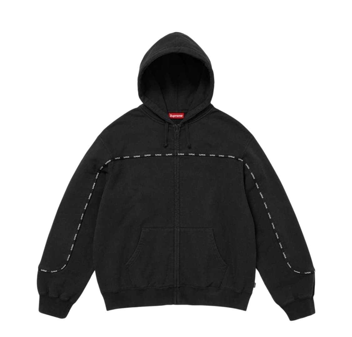 슈프림 파이핑 집업 후드 스웨트셔츠 블랙 - 25FW 상품이미지1