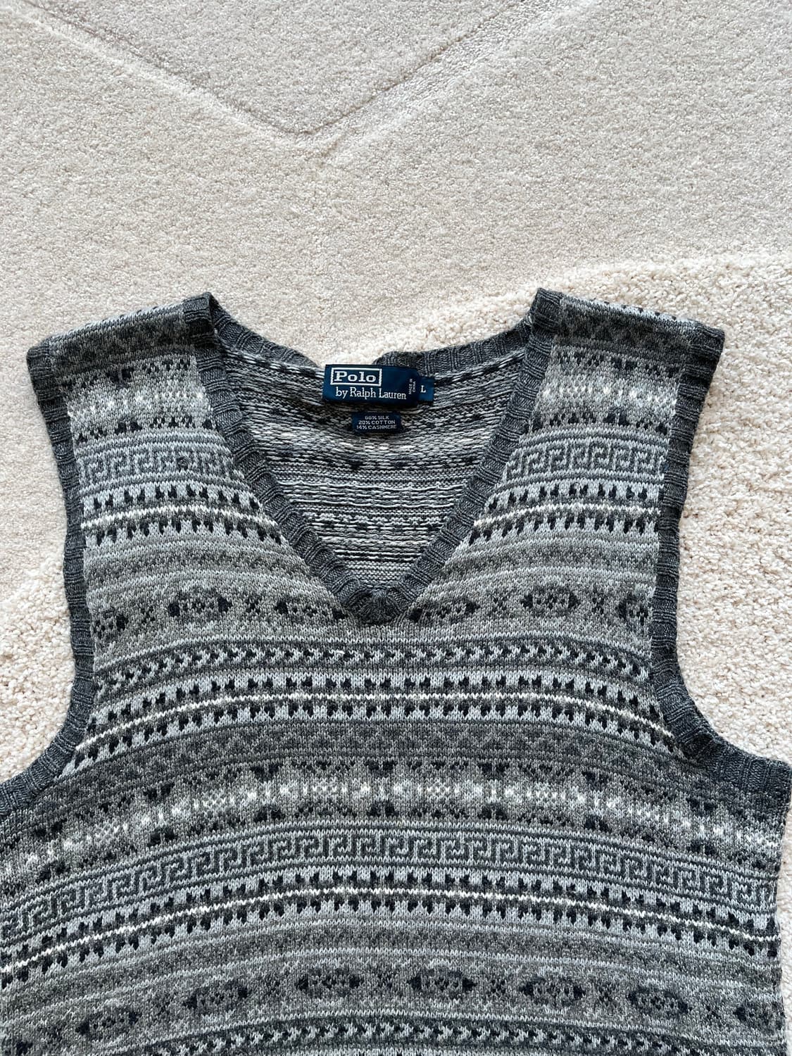 폴로 랄프로렌 캐시미어 실크 페어아일 니트 베스트 (105) 상품이미지5