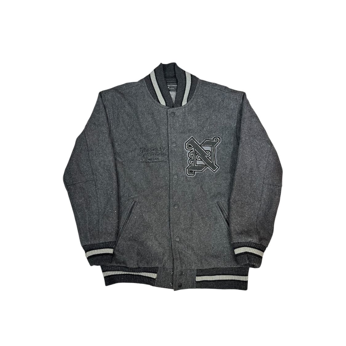 일본 빈티지 차콜 모직 자수 바시티 오버핏 스타디움 자켓  상품이미지5